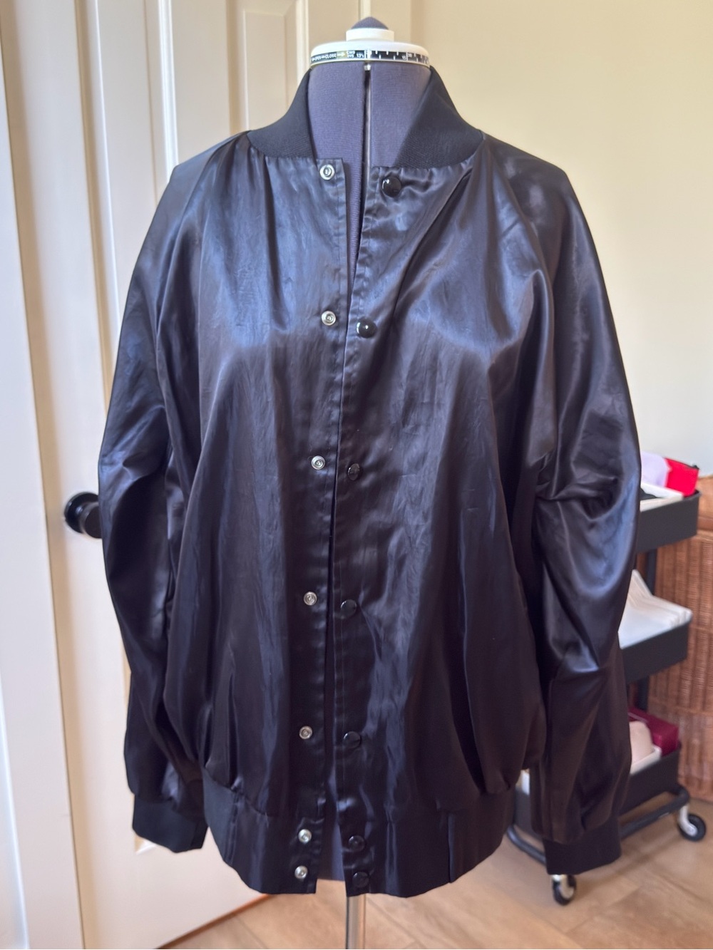 Black Satin Bomber Jacket - Women's Lightweight Bomber